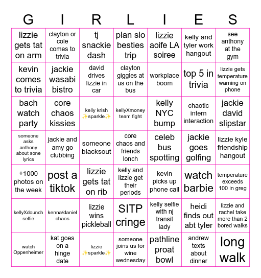 CORE CHAOS BINGO Card