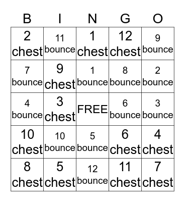 BASKETBALL PASSING BINGO Card