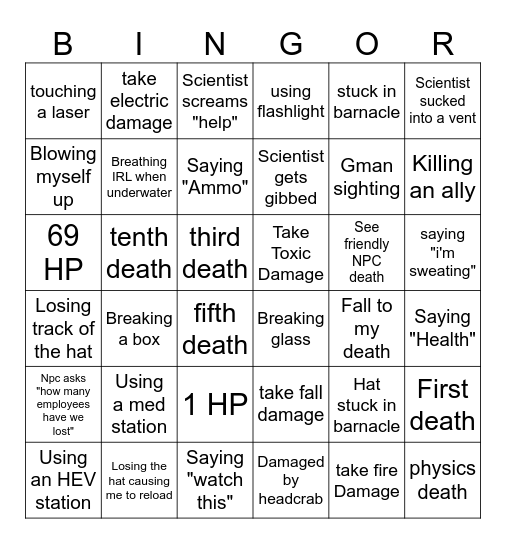 BINGOR Bingo Card