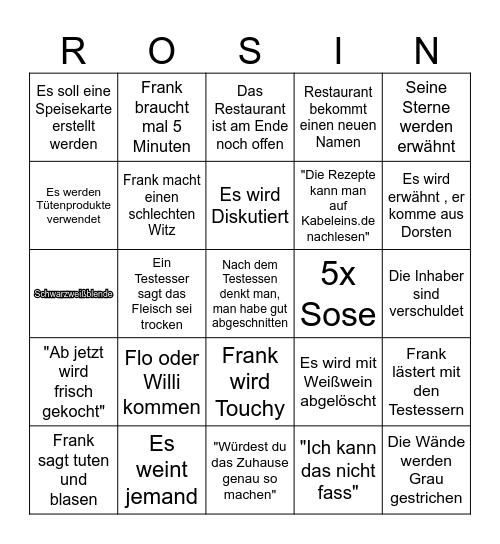 Rosin Bingo Card