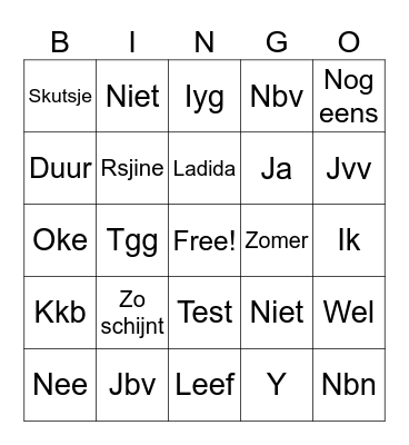 SKS Bingo! Bingo Card