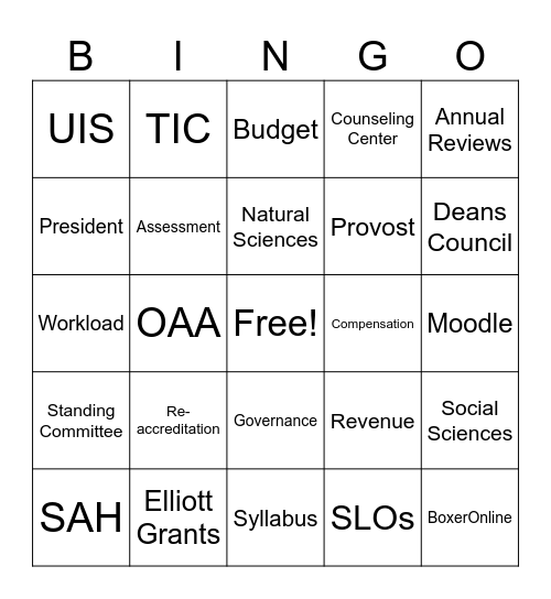 School Meeting Bingo! Bingo Card