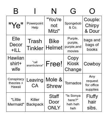 Our Favorites Bingo Card