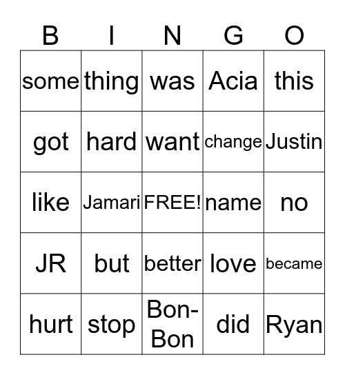 Black History Word Wall Bingo Card