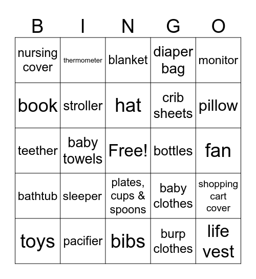 Baby Williams Bingo Card