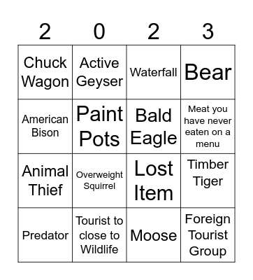 YELLOWSTONE Bingo Card