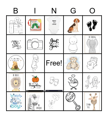 Baby J Bingo Card
