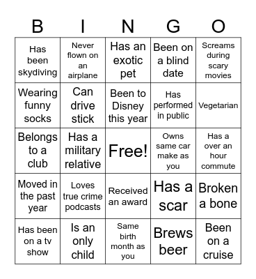 Coworker Human Bingo Card