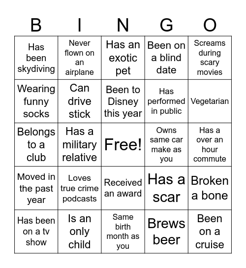 Coworker Human Bingo Card