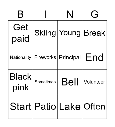 Keyword Bingo Card