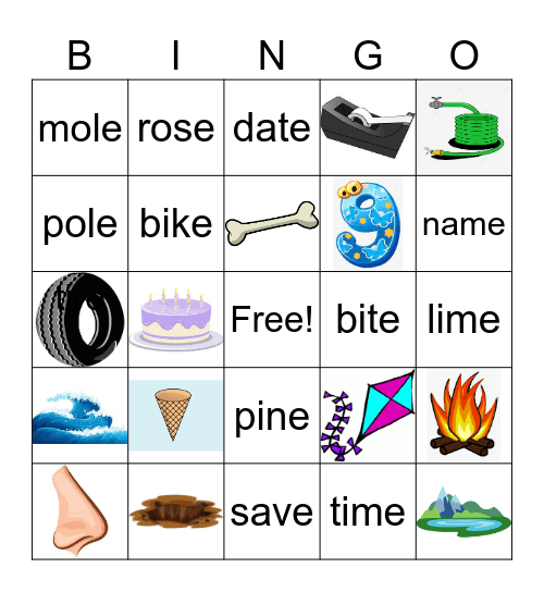 a_e       o_e        i_e Bingo Card