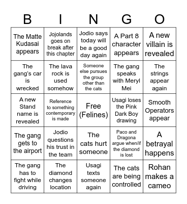 Jojolands Ch. 6 Bingo Card