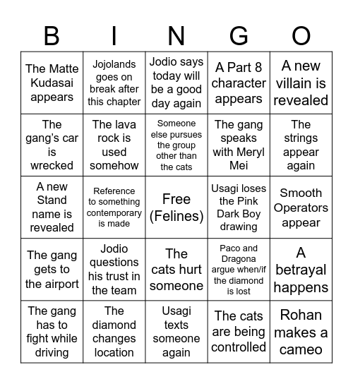 Jojolands Ch. 6 Bingo Card