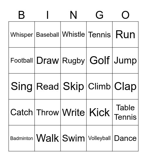 Beginners Bingo Card