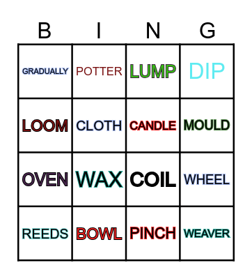 crafts Bingo Card