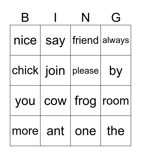 Reading Bingo Card