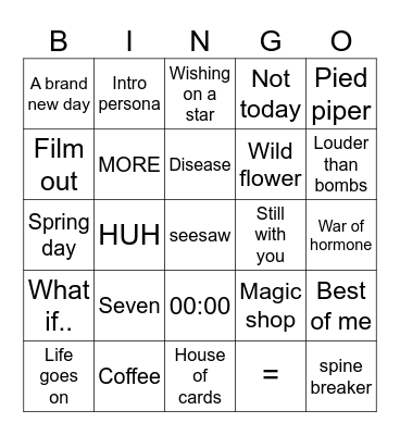 @monoagustdworld Bingo Card