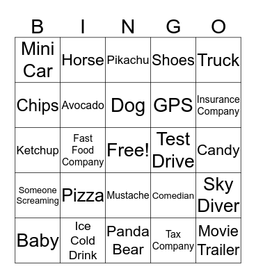 Super Bowl Bingo Card