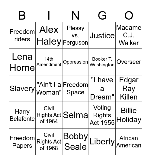 BLACK History Bingo Card