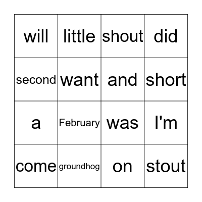 Groundhog Bingo Card