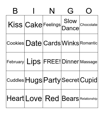 Valentine's Day Bingo Card