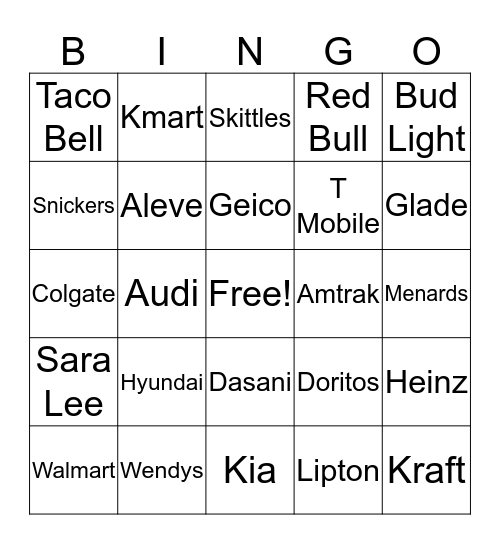 Commercial Bingo Card
