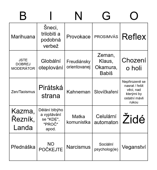 JXD Bingo Card