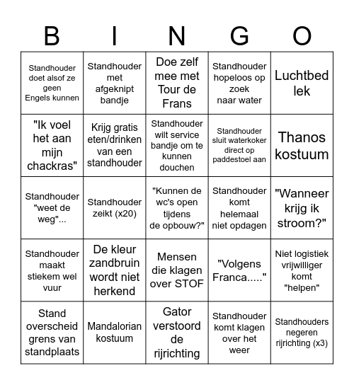 CastleFest Logistiek Bingo Card