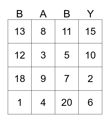 BABY SHOWER BINGO...!!! Bingo Card