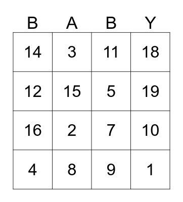 BABY SHOWER BINGO...!!! Bingo Card
