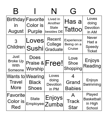 Say What!! Bingo Card