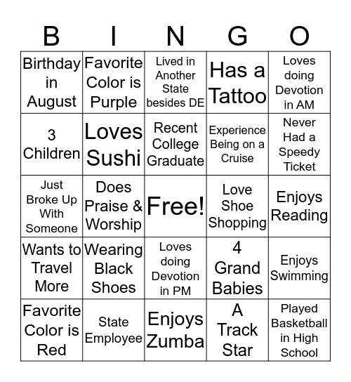 Say What!! Bingo Card