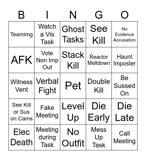Among Us Bingo! Bingo Card