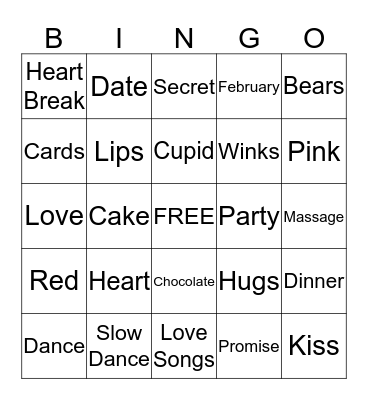 Valentine's Day Bingo Card