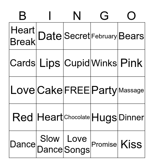 Valentine's Day Bingo Card