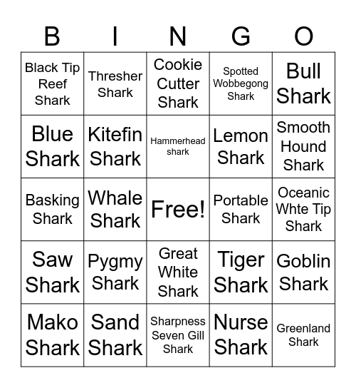 Sharkastic Bingo Card