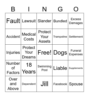All Your Protection Under One Roof (Umbrella) Bingo Card