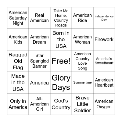 USA! USA! USA! Bingo Card