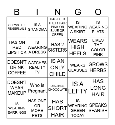GIRLS NIGHT OUT Bingo Card