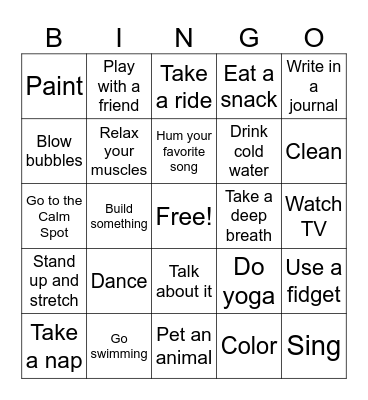 Coping Skills Bingo! Bingo Card