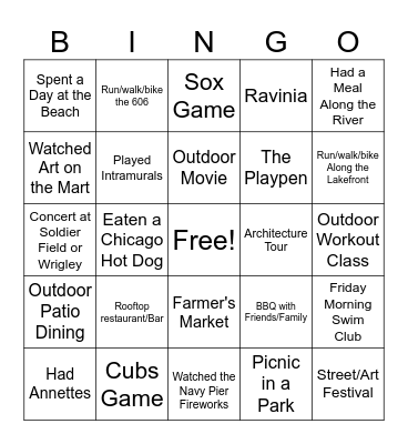 Chicago Summer Bingo Card