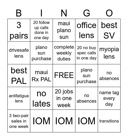 July Bingo Card