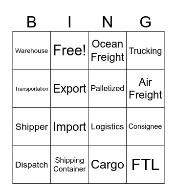 BROTHERS LOGISTICS BINGO Card