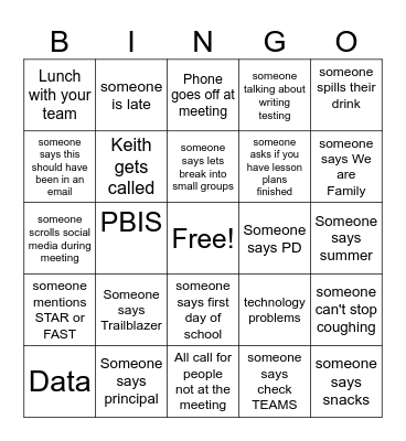 Pre-Planning Bingo Card