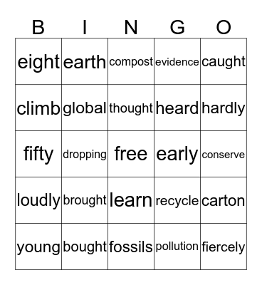 3rd grade Bingo Card