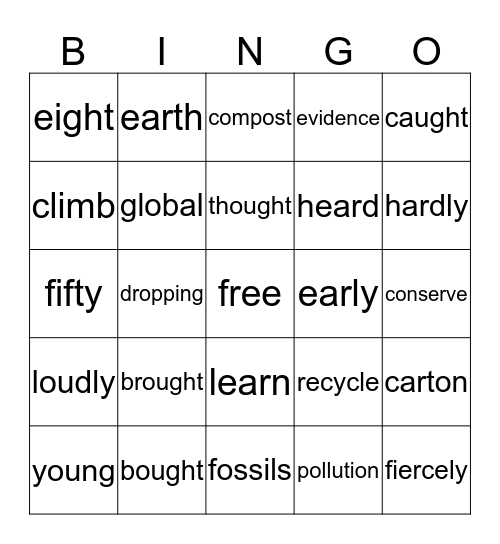 3rd grade Bingo Card