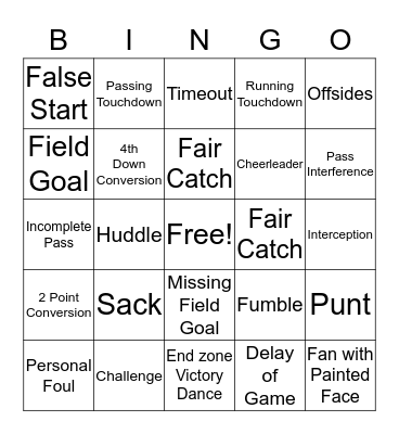 Super Bowl 50 Bingo Card