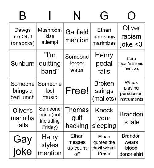 Percussion bingo 23 Bingo Card