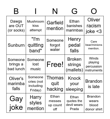 Percussion bingo 23 Bingo Card