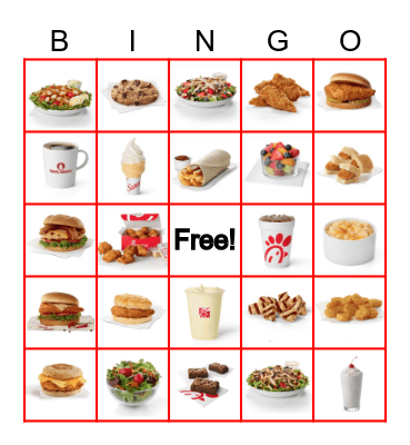 Chick-fil-A Bingo!! Bingo Card
